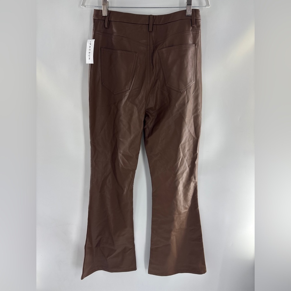 PacSun Brown Leather Flare Pants - Picture 9 of 14